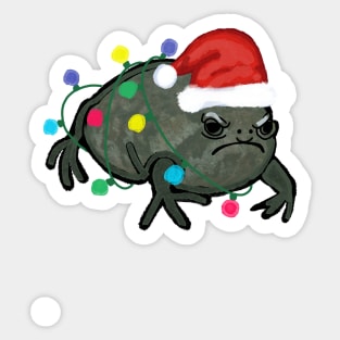 Black Desert Rain Frog Santa Hat Christmas Tree Lights Sticker